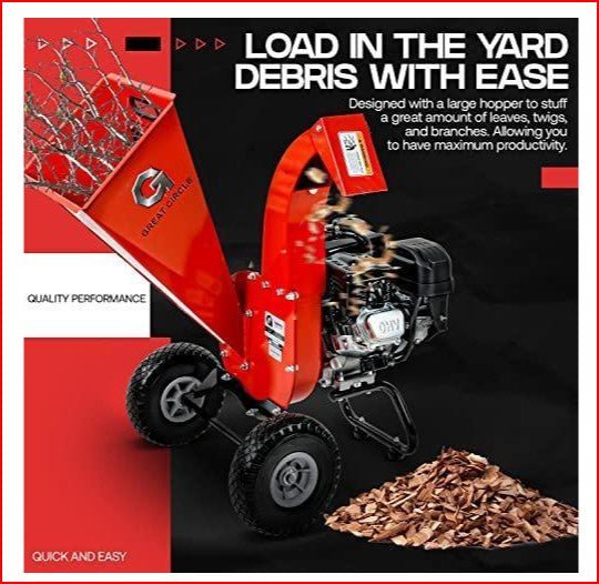 G GUO054 Mini Wood Chipper and Shredder 7HP 212CC Gas Engine 3" Max Branch Diameter New